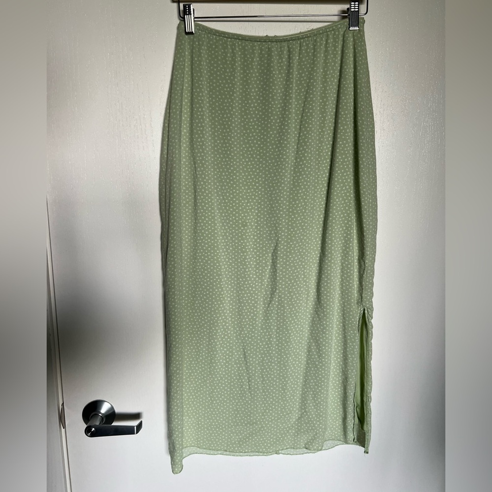 Light Green Floral Midi Skirt LA Hearts